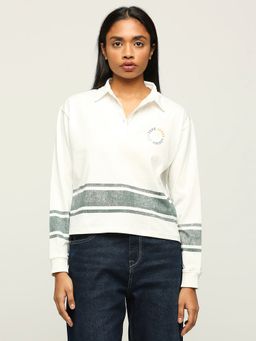 Pepe Jeans - White Stripes Long Sleeve Polo T Shirt
