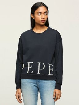 Pepe Jeans - Navy Blue Round Neck Full Sleeved Sweatshirt