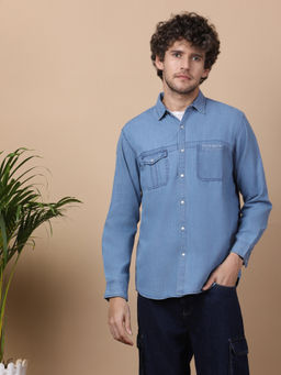 KUONS AVENUE - Men Blue Denim Shirt