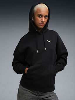 Puma - Maximal Metallic Women’S Foil Print Fleece Black Hoodies