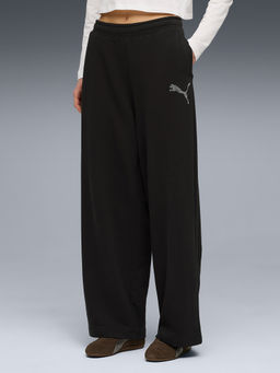 Puma - Essentials Bedazzled Women's Oversized Black Trackpant
