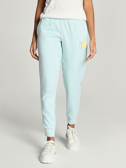 Puma - Women's Regular Fit Logo Blue Joggers