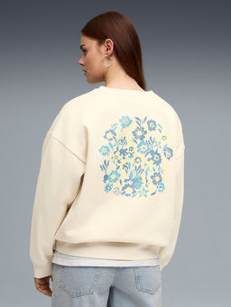 Puma - Essentials Nature 2.0 Women's Oversized Crew Off White Sweatshirt