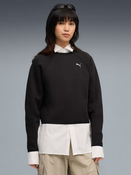 Puma - Evostripe Comfort Women's Short Crew Black Sweatshirt