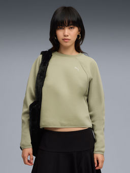 Puma - Evostripe Comfort Women's Short Crew Olive Sweatshirt