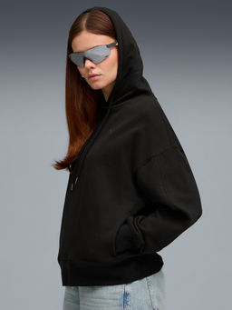 Puma - Her Women's Fleece Oversized Black Hoodies
