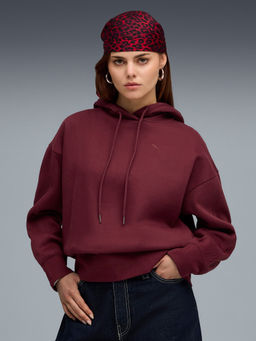 Puma - Her Women's Fleece Oversized Maroon Hoodies