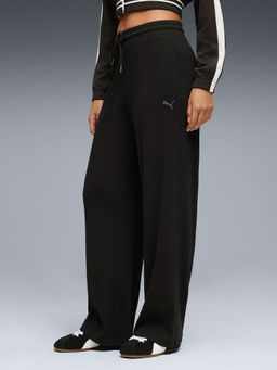 Puma - Her Women's Comfort Mid-Waist Wide Black Trackpant