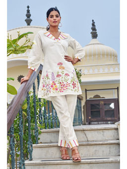 Autumnlane - Women White Floral Co-ord Set