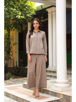 SAVI - Women Brown Embroidered Co-ord Set