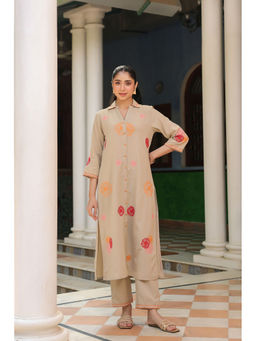 SAVI - Women Beige Embroidered Co-ord Set