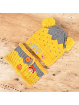 Yellow Bee - Yellow Lovely Embroidered Cap and Scarf (Set of 2)