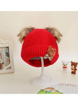 Yellow Bee - Red Pom Pom Bear and Bow Cap