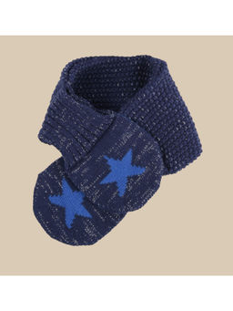Yellow Bee - Navy Blue Knitted Star Scarf for Boys