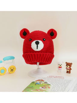 Yellow Bee - Red Crotchet Teddy Bear Beanie Cap