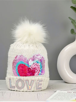 Yellow Bee - Reversible Sequins Heart Beanie Cap