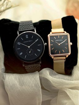 Joker and Witch - Black Stainless Steel Watch (Pack of 2) - JWCW63