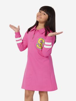 The Souled Store - Solids Rose Pink Girls Cotton Dress