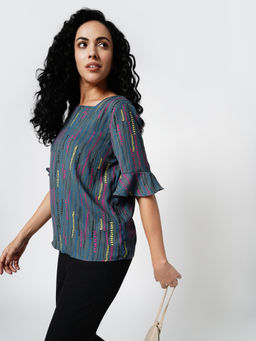 VERO MODA - X I.Scenery Brit Ss Top Dusty Blue