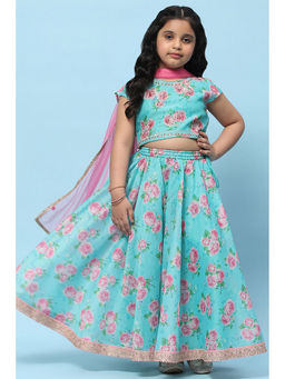 Biba - Polyester Printed Lehenga Blouse with Dupatta (Set of 3)