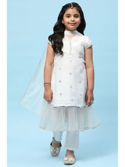 Biba - Cotton Embroidered Kurta Inner with Pant and Dupatta (Set of 4)