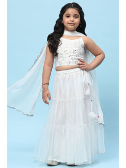 Biba - Polyester Embroidered Lehenga Blouse and Dupatta (Set of 3)