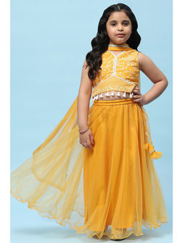 Biba - Polyester Printed Lehenga Blouse with Dupatta (Set of 3)