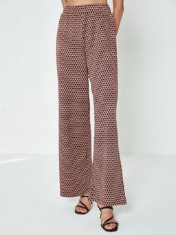 Cover Story - Maroon Jacquard Print Flared Trousers