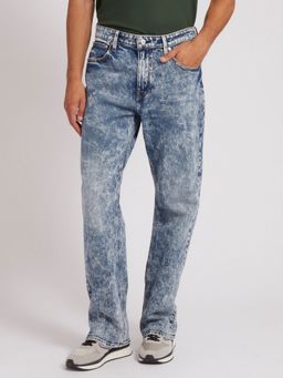 Guess - Men Blue Washed Mid-Rise Full Length Jeans