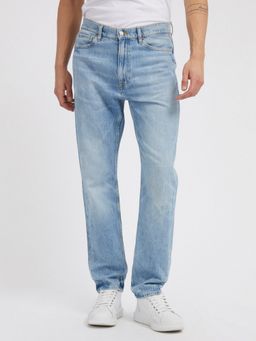 Guess - Men Blue Washed Mid-Rise Full Length Jeans