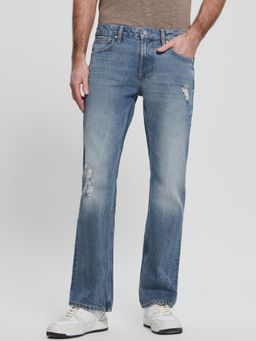 Guess - Men Blue Washed Mid-Rise Full Length Jeans