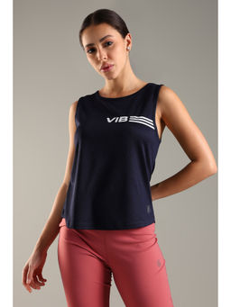 DOMIN8 - Women Round Neck Tank Top with Chest Print