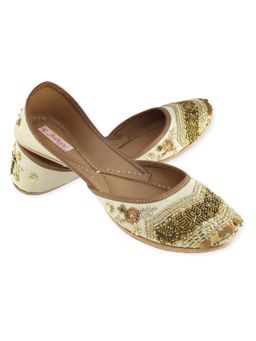 fulkari - Lobium Beige Gold Leather Juttis