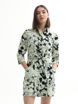 ONLY - Green Printed Regular Dress with Belt (Set of 2)