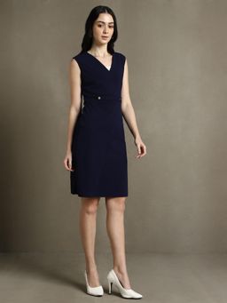 DL WOMAN - Navy Blue Solid Regular Dress