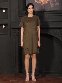 SALT Attire - Olive Embroidered Regular Dress