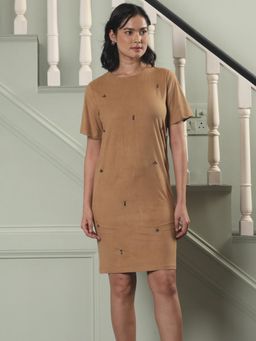 SALT Attire - Beige Embroidered Regular Dress