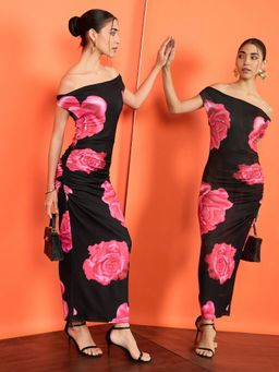 Uptownie Lite - Black Floral Bodycon Dress