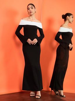 Uptownie - Black Colorblock Bodycon Dress