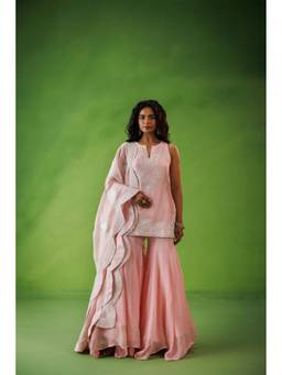 Kisakshi Jaipur - Baby Pink Flared Sharara With Kurta And Dupatta