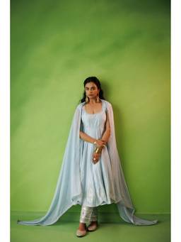 Kisakshi Jaipur - Powder Blue Anarkali With Pant And Dupatta