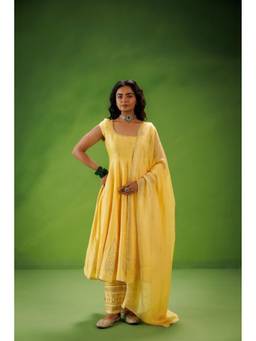 Kisakshi Jaipur - Yellow Anarkali With Pant And Dupatta