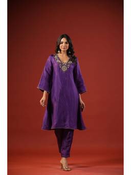 Kisakshi Jaipur - Purple A-Line Kurta With Pant