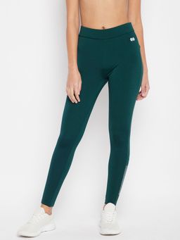 Clovia - Snug Fit High-Rise Active Tights in Forest Green Teal