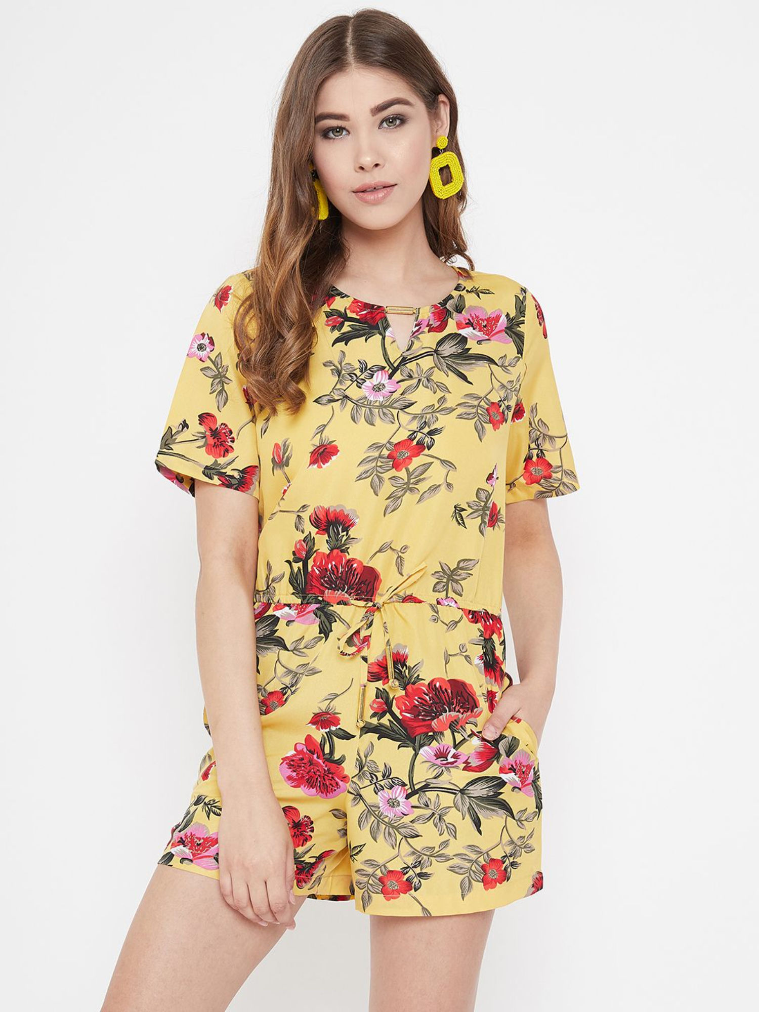 purys Yellow Floral Printed Playsuit-picture-32