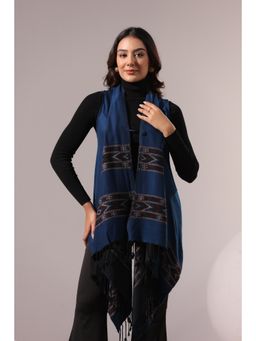 Zamour - Blue Woven Acrylic Relaxed Fit Shrug