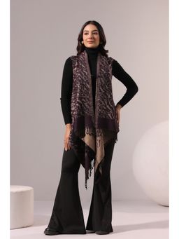 Zamour - Purple Woven Acrylic Relaxed Fit Shrug