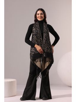 Zamour - Black Woven Acrylic Relaxed Fit Shrug