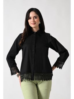 ALL WAYS YOU - Black Solid Cotton Regular Fit Top