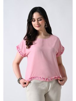 ALL WAYS YOU - Pink Solid Cotton Regular Fit Top